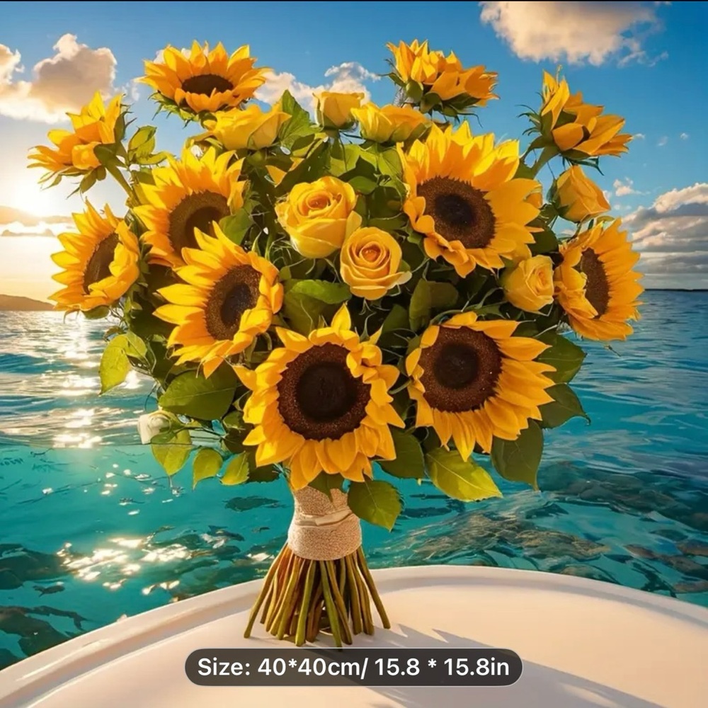 Diamond Art Kit NIP - Sunflower and Rose Bouquet